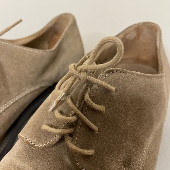 Antica Cuoieria Shoemaker's Mens Suede Tan Oxford Shoes Sz 9 Made in Italy - Picture 4 of 9